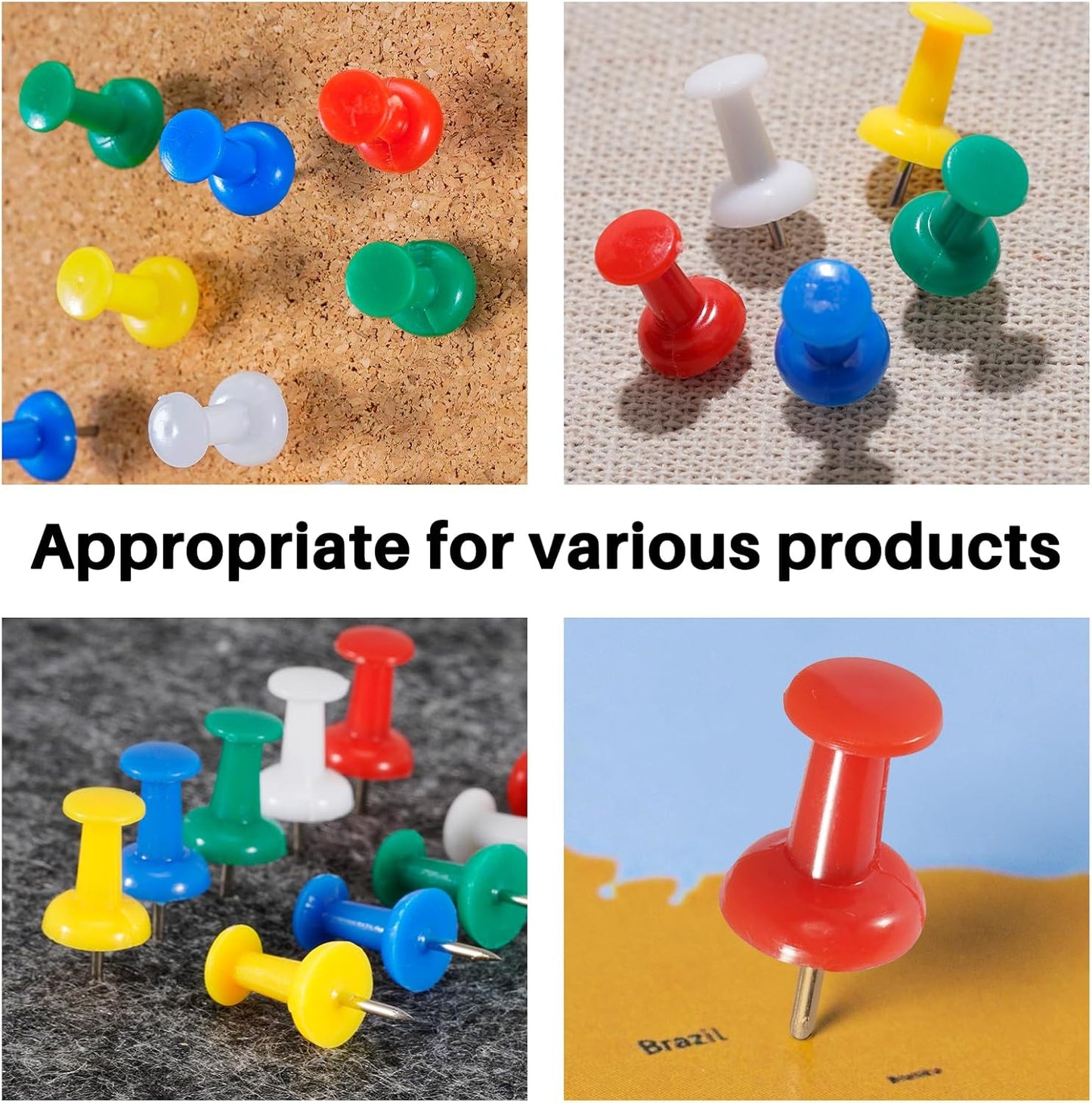 60Pcs Push Pins for Bulletin Board, Thumb Tacks for Cork Board, Colorful Plastic Head, Steel Tip, Thumbtacks for Wall Poster Photo Maps Pictures Office Home Decor