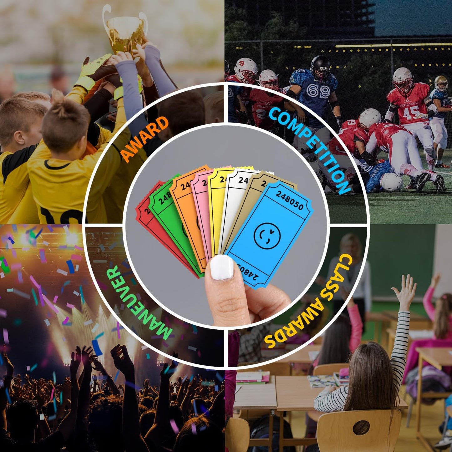 Methdic 1000 Smile Raffle Tickets White, Single Roll, Ticket for Events, Entry, Class Reward, Fundraiser & Prizes