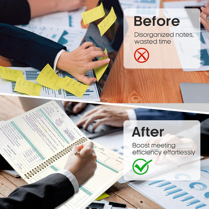 Taja Meeting Notebook for Work Organization - Work notebook with action items, Meeting Minutes Planner Notebook, Perfect Office Supplies for Men & Women - Yellow