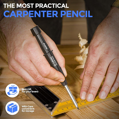 Nicpro 5 Pack CP3000 Carpenter Pencil with Sharpener, Mechanical Pencils Set with 59 Refills, Heavy Duty Construction Pencil, Carpenter Tools for Architect Marking (Red, Black, Orange, Green, Blue)