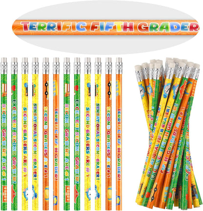 Tenceur 48 Pcs 5th Graders Pencils, 5 Motivational Cute Pencils Bulk with Erasers for Kids Student Teacher Classroom Reward Back to School Supplies
