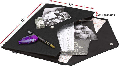 Smead Soft Touch Cloth Expanding File, 2" Expansion, Magnetic Closure, Tabloid Size, Black (70923)