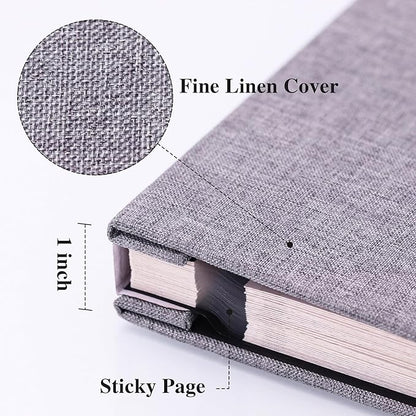 Vienrose Large Photo Album Self Adhesive for 4x6 8x10 10x12 Pictures Linen Scrapbook Album DIY 40 Blank Pages with A Metallic Pen