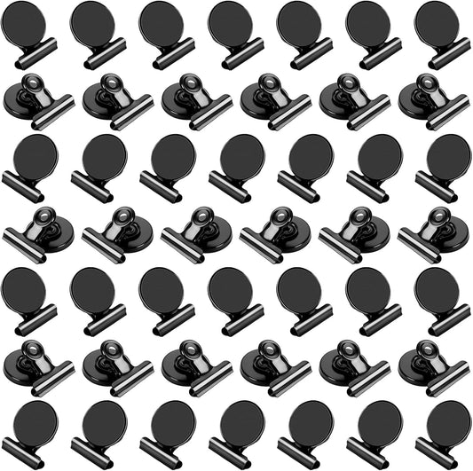 VNDUEEY 50 Pack Fridge Magnets Refrigerator Magnets, Magnetic Clips for Whiteboard Locker, Magnetic Paper Clips, Paperclip Dispenser Magnet Clips for Desk, School, Office (Black)