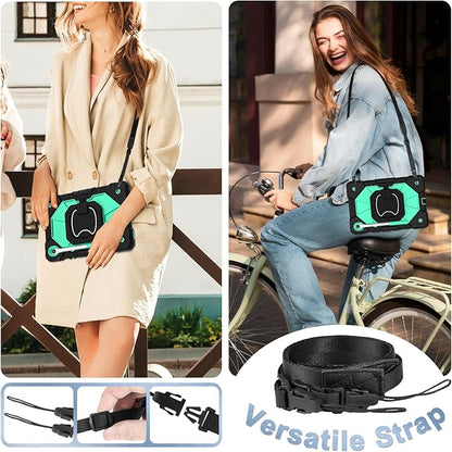 Case for Samsung Galaxy Tab S10 Lite/S10 FE/S9 FE 10.9 Inch & Galaxy Tab S9 11 Inch, Rugged Samsung S10 FE Tablet Case with Pen Holder 360 Rotating Stand Shoulder Strap Screen Protector, Mint