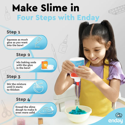 Liquid Glue (12 Pack) - 4 oz Washable School Glue, Bulk, Non-Toxic for Kids, for Slime, Arts and Crafts - by Enday