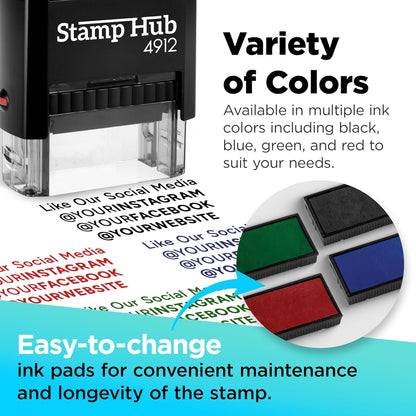 Self Inking Personalized Stamp - Up to 4 Lines, Custom Return Address, Customizable Office Name Rubber - Easy to Change Ink Cartridge, Multiple Ink Color Options - Medium