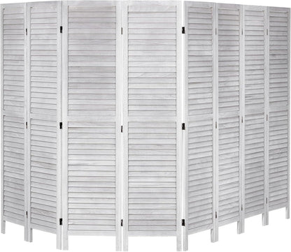 VEVOR Wood Room Divider, 8 Panel Wood Folding Privacy Screen, 66.9 Inches Tall Indoor Louvered Wooden Partition, Portable Decoration Screen, for Room Separation, Home, Office, Restaurant & Bedroom