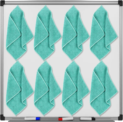 Zopeal 8 Packs Dry Erase Board Cleaning Cloth Microfiber Eraser Magnetic Whiteboard Eraser Washable for Whiteboard Dry Erase Cloth for Home and Office, 10'' x 9. 25''(Green)