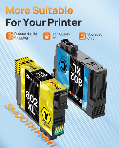 E-Z Ink Remanufactured Ink Cartridge Replacement for Epson 802XL 802 T802XL T802 to use with Workforce Pro WF-4740 WF-4730 WF-4720 WF-4734 EC-4020 EC-4030 (1 Black, 1 Cyan, 1 Magenta, 1 Yellow)