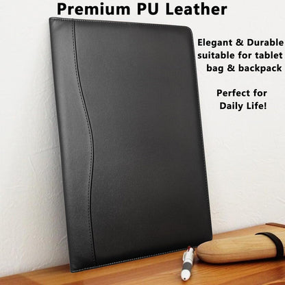 Portfolio Folder Padfolio with A4 Clipboard, PU Leather Portfolio Clipboard Business Binder Writing Clip Board Organizer for Legal Documents Business Card Men Women Black