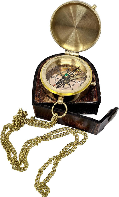 Brass Compass Engraved with Religious Scripture Verse - Ideal Gift for Son, Grandson, Daughter - Perfect for Baptism, Communion, Church and Graduation Day Present