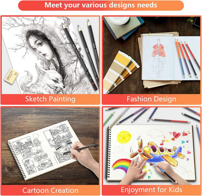 HomeMall Drawing Sketching Pencils Set, 37 Packs Art Kit with Sketchbook Draw Pencils Dual Ended Color Pencil Eraser Sharpener Pencil Bag for Kids Adults and Art Beginners…