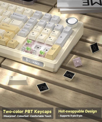 KI99 Pro 96% Wireless Mechanical Gaming Keyboard, Creamy Keyboard with Number Pad, Hot-Swappable Pre-Lubed Switches, Gasket Structure RGB Keyboards for Gamer/PC/Laptop(Beige White)