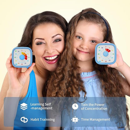 Timer for Kids, Pomodoro Timers for Kids Adults Toddlers, 60-Minute Countdown Desk Timer for Productivity, Efficient Work Study, Concentration of Attention