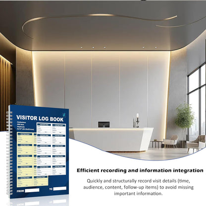 1 Pack of 500 Visitor Badges Registry Log with Carbonless Copy 2-Part Letter Size Visitor Log Book Spiral-Bound Self Visitor Badges Guest Register Book for Business or School (1)