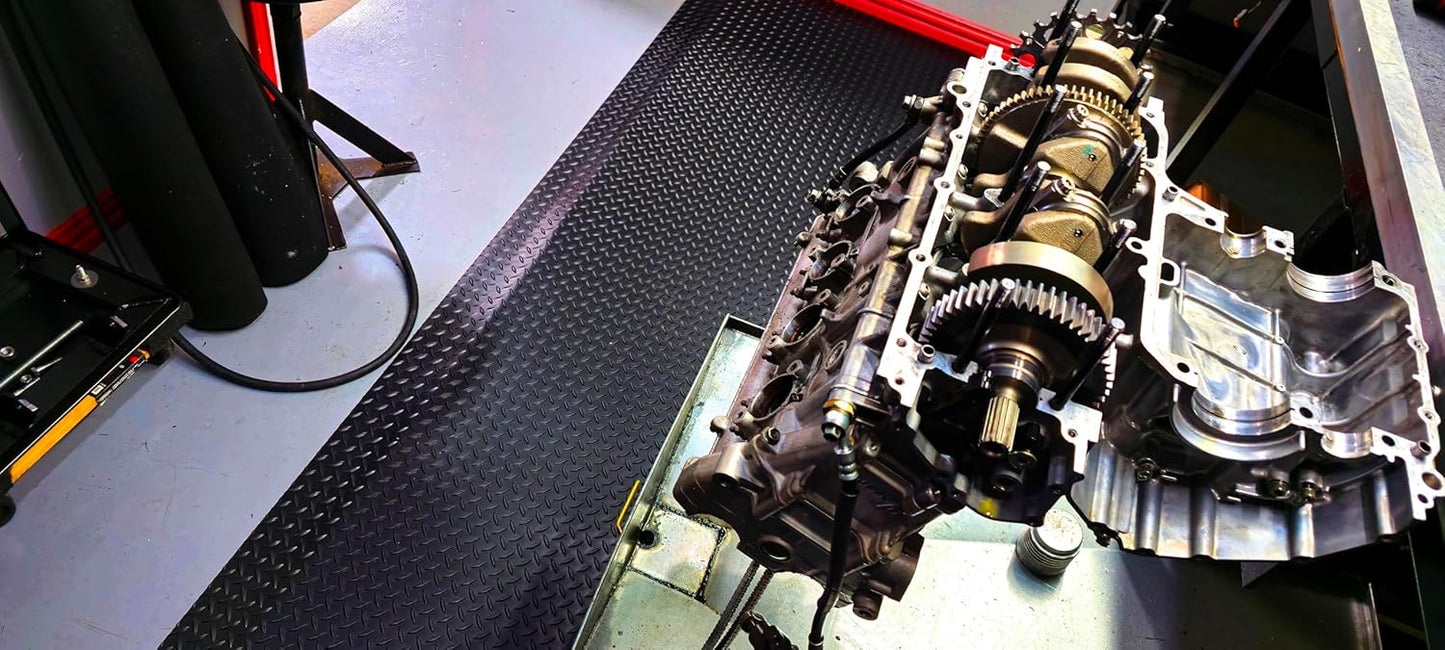 Rhino Mats, American Classic Diamond Anti-Fatigue Mats, Industrial Ergonomic Comfort Standing Mat for Work, Home, Garage, Office, Kitchen or Anywhere (Black 1" Thick, 4 FT. x 19 FT.)