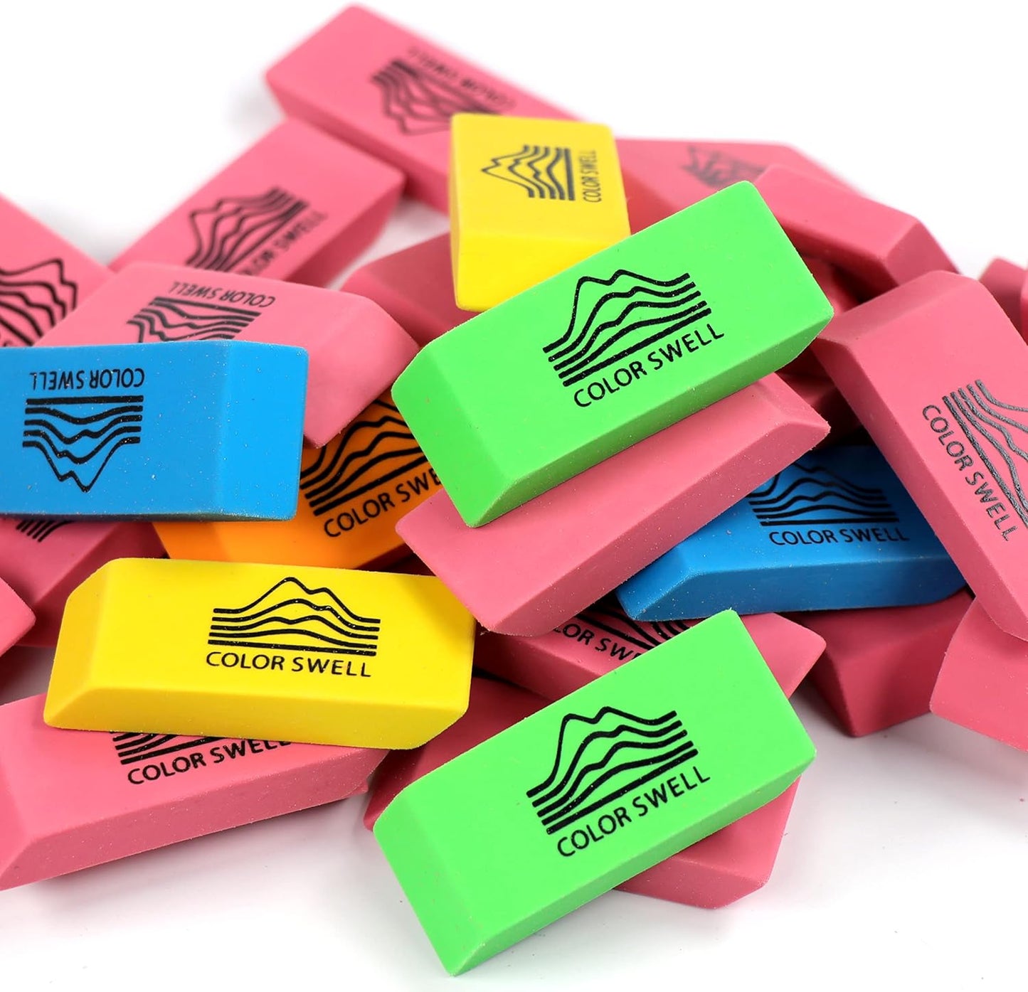 Color Swell Bulk Pink Erasers - 108 Pack of Neon and Pink Erasers - Perfect for Offices, Classroom, Kids, Students, Families, and Donations