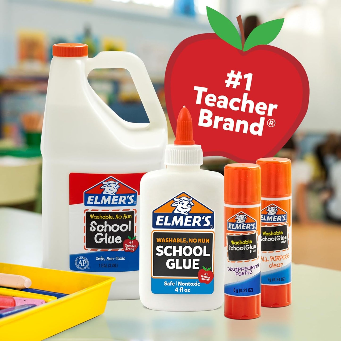 Elmer's Disappearing Purple School Glue Sticks Washable 7 Grams 60 Count