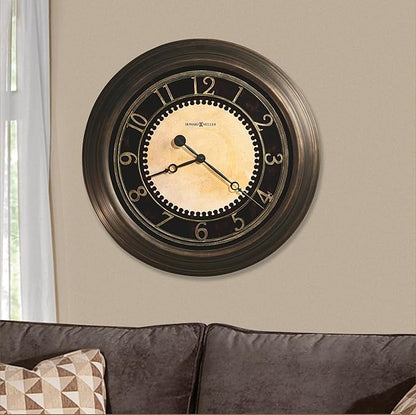Howard Miller Chadwick Wall Clock – Antique Brass Finish, Vintage-Inspired Round Design, Battery Operated Quartz Movement, Elegant Decorative Piece for Living Room, Dining Room, or Office Decor