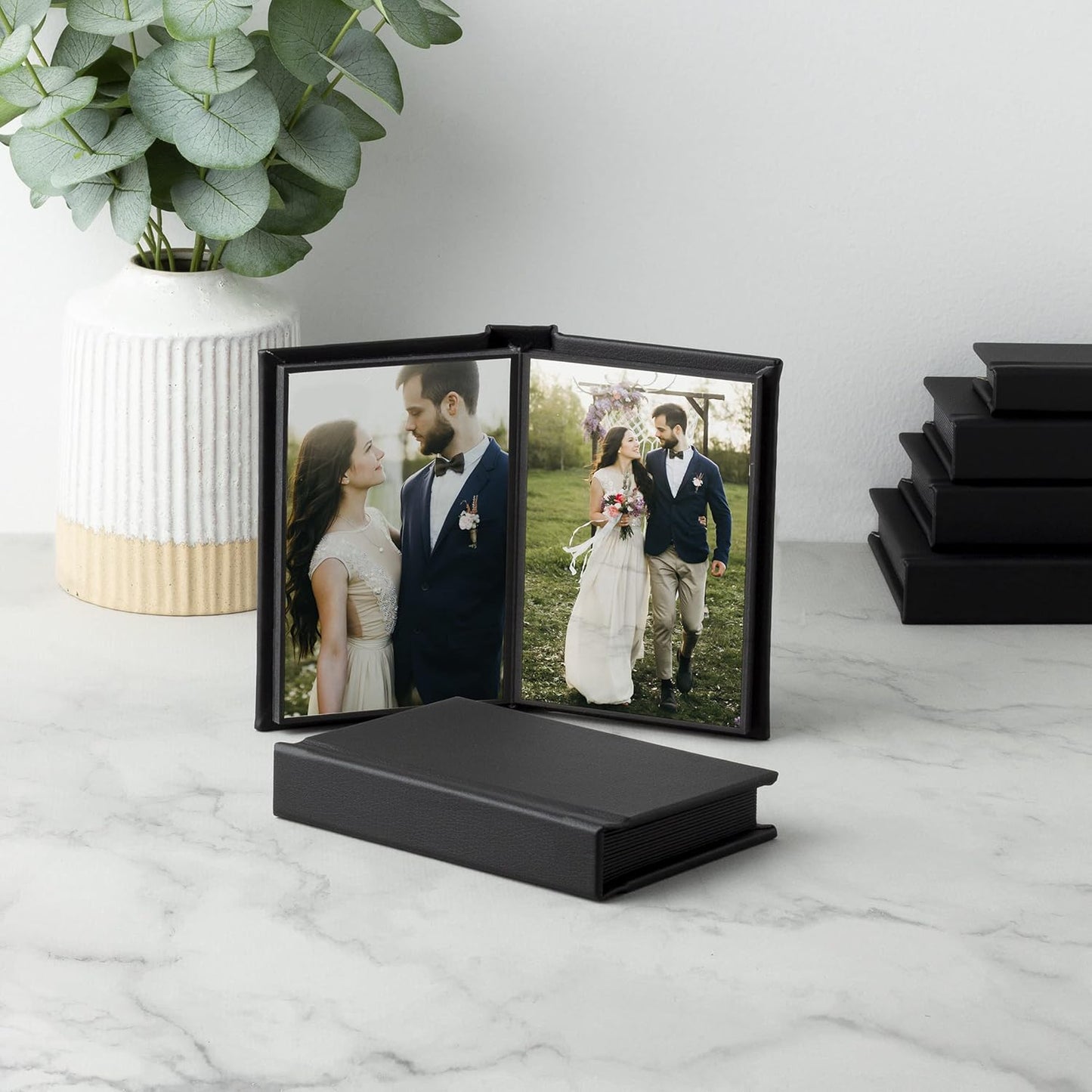 Neil Enterprises Inc. 4" x 6" Black Leather Self-Stick Photo Album - Holds 20 photos