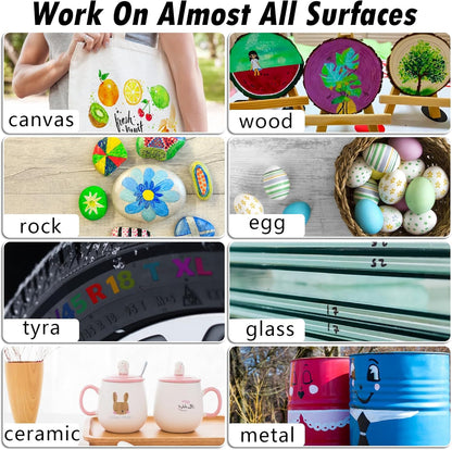 Gold Paint Pens Paint Markers - 8 Pack Permanent Quick Dry Waterproof Marker Pens for Rocks Wood Fabric Plastic Canvas Glass Mugs Metal Tire Stone