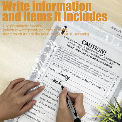 12 x 16 Inch Deposit Bags Security Pocket Bank Deposit Envelopes (White, 100 Pack)