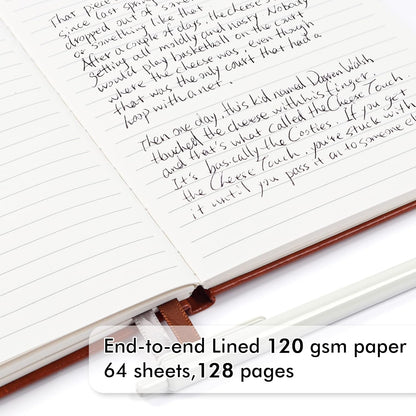 feela 5 Pack Journal Notebook Bulk for School, Hardcover Business Notebooks Classic Ruled Lined Journals with Pen Holder for Work Note Taking, with 5 Black Pens, 120 GSM, 5.1”x8.3”, A5, Brown