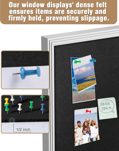 36"x24" Enclosed Bulletin Board, Outdoor Lockable Weather-Resistant Aluminum Cork Noticeboard for School & Office, Silver Frame w/Black Flet