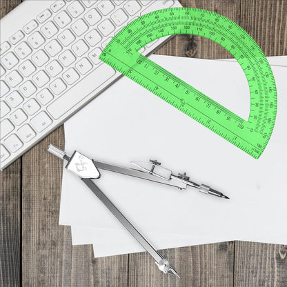 Students Geometry Math Set, Drawing Compass and 6 Inch Transparent Swing arm Protractor 180 Degree Math Protractor (Green)