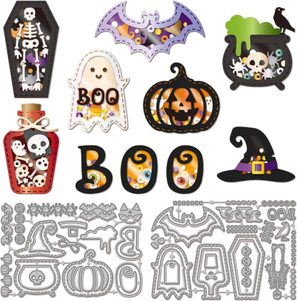 GLOBLELAND Halloween Shaker Cutting Dies for Card Making Ghost Pumpkin Cut Die for DIY Scrapbooking Journal Embossing Paper Craft Decor