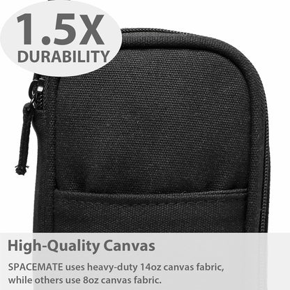 Pencil Case Pouch Box Bag School Supplies Girls Boys Kids, Cute Preppy Stuff Large Big Capacity Aesthetic Pen Organizer, Back to College Stationary, Coal Black, Heavy Duty Canvas, 1800ml