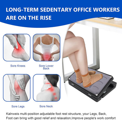 Adjustable Foot Rest and Footstool Under Desk, Ergonomic Leg Rest with Massage Roller, Height & Angle Adjustable, Detachable Cushion for Office and Home (Gray)