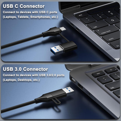 Powered 7-Port USB 3.0 Hub, USB C to 7 Ports USB Data Hub Splitter with Individual LED On/Off Switche, 3.3FT Cable, 12V/3A Power Adapter, for Laptop MacBook Pro/Air PC (Aluminum Gary)