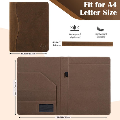 AZXCG Portfolio Binder,Leather Portfolio for Men and Women,Legal Pads Padfolio, Resume Folder with Card Holder,Professional Business Padfolio for Meetings and Interviews