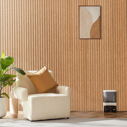 Large Cork Board for Office, 8 Pack Felt Wall Tiles with Slat Wall Paneling and Safe Removable Adhesive Tabs, Felt Bulletin Board Pin Board Cork Boards for Walls (Deep Camel)