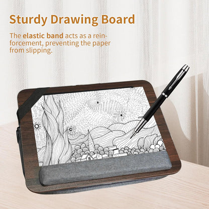 Lap Desk for Laptop Stand with Cushion, Adults with Storage Fits Up to 15.6in, Combines Features Bag and Pillow Table by Travel, Portable Workstation for Home College Office (Walnut Color)