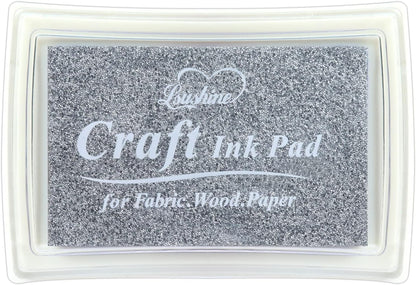Craft Ink Pad for Rubber Stamps, Paper, Wooden, Fabric, Scrapbooking, Non-Toxic Finger Ink Pads for Kids (Silver)
