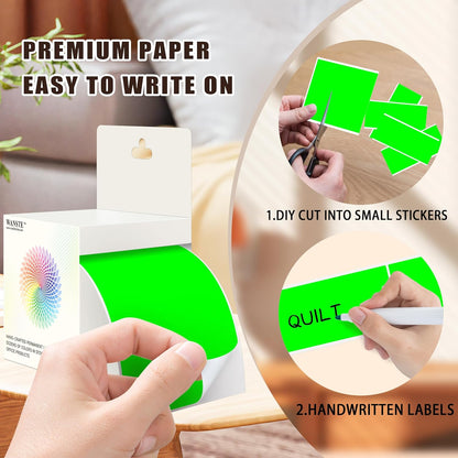 3 x 5 Inch 250Pcs Rectangle Color Coding Stickers,Strong Adhesion Easy to Write Label for Moving,Box Organization,Inventory,Business,Fluorescent Green