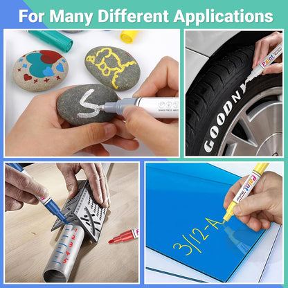 Oil Based Paint Markers, 8 Colors Dual Tip Permanent Paint Pens Paint Markers(0.7mm & 3mm), Waterproof Paint Pen for Rock Painting, Metal Wood Glass Stone Canvas Mugs Fabric Plastic