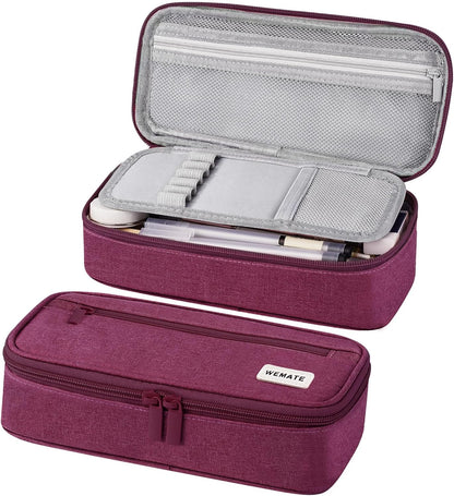 WEMATE Pencil Case, Large Storage Organizer for Stationery, Back - to - School Essential, Teacher Must - have, Big Pencil Pouch, Marker Case School Supplies for College & High School