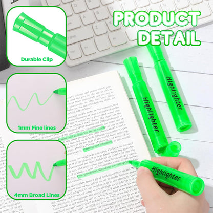 Qilery 30 Pack Highlighters Bulk, Tank Style Chisel Tip Highlighters Markers Quick Drying for Kids and Adult Coloring, Classroom Home Office School Supplies (Green)