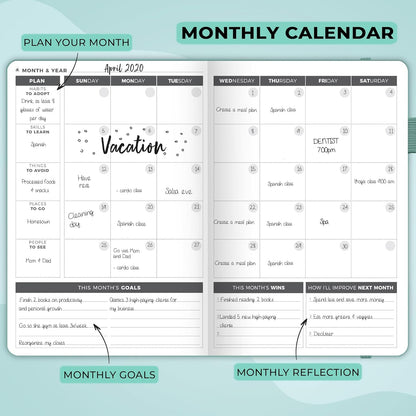 Clever Fox Planner – Undated Weekly & Monthly Planner for Productivity, Time Management & Goals – Organizer Journal – A5 (Aquamarine)