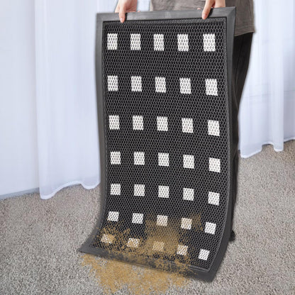 Front Door Mat Indoor Entrance 29.5"x17" for Apartments/Small Spaces, Heavy Duty Rubber Entryway Mats Backing Inside/Outside Dirt Trapping, All Weather Outdoor Rug Black and White
