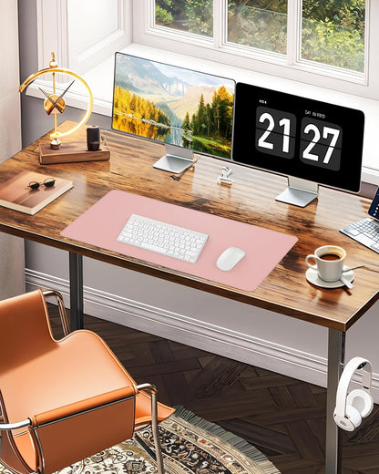 Desk Pad Mat - Leather Desk Pad Protector for Office and Home - Desk Organization and Accessories - Ideal for Large Mouse Pad and Desk Mats on Top of Desks(Pink,31.5" x 15.7")