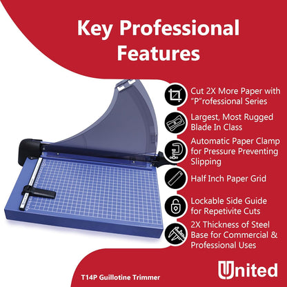 United Office Products T14P Professional Guillotine Paper Trimmer, Sturdy Metal Base, 14" Cut Length, 40 Sheet Capacity, Paper Cutter for Offices, Schools and Crafts