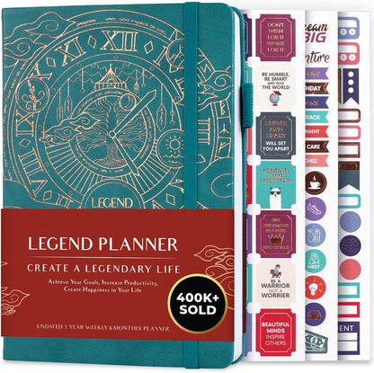 Legend Planner – Weekly & Monthly Life Planner to Hit Your Goals & Live Happier. Organizer Notebook & Productivity Journal. A5 (Dark Teal)
