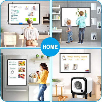 H-Qprobd 36"x24" White Board for Wall Double-Sided Magnetic Dry Erase Board with Black Aluminum Frame, Presentation Whiteboard Suitable for Home, Office, Classroom & Kitchen