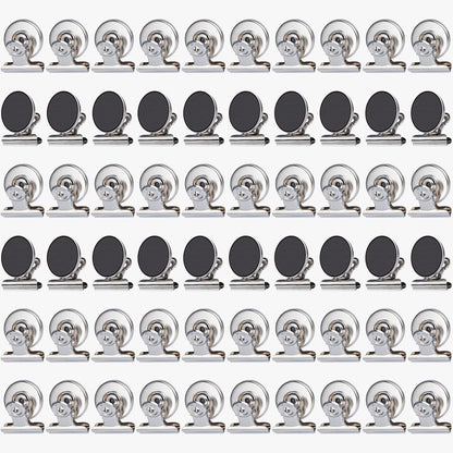 Grtard 60pack Magnetic Clips Heavy Duty, Silver Magnet Clips for Fridge, Refrigerator Magnets, Strong Magnetic Clip,Scratch Free Magnets with Clip for Refrigerator, Whiteboard, Classroom, Locker