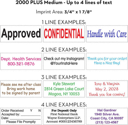 COLOP Medium Size Self Inking Custom Text Stamp - Choose from Many Fonts & 15 Ink Colors